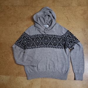 Urban Pipeline Men's Large Pullover Hoodie Sweater Grey / Black Patern